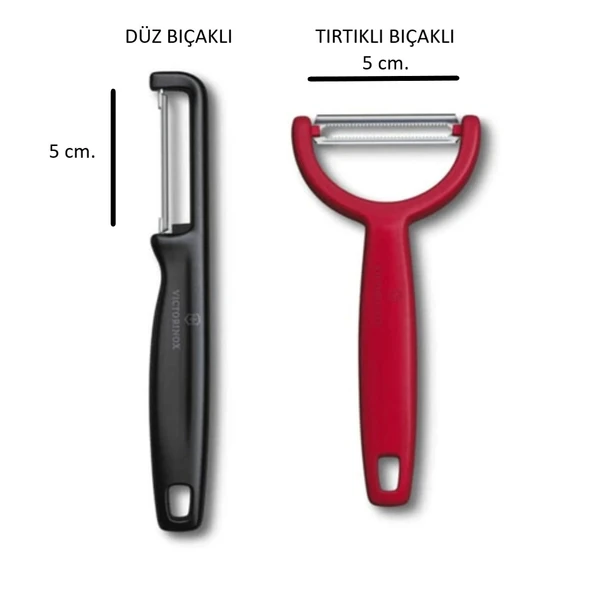 Siyah & Kırmızı Soyacak Seti 2 li (Düz Kenar & Tırtıklı Kenar) ürün görseli 1
