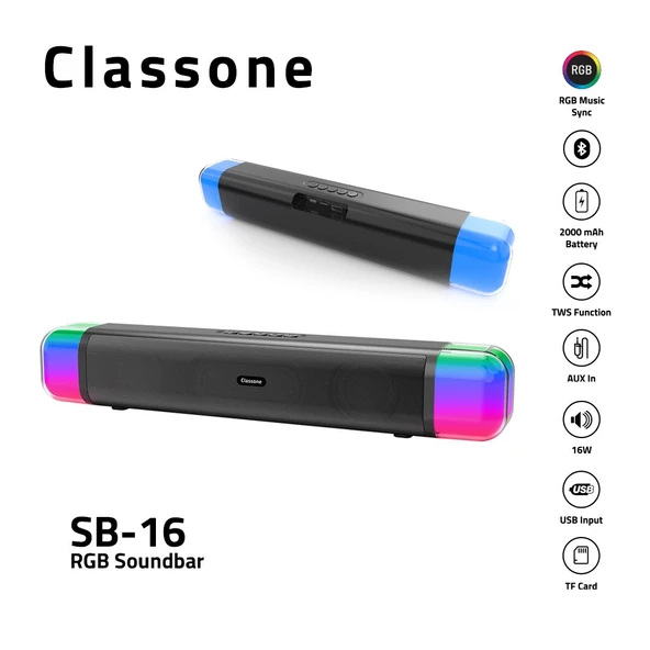 Soundbar SB-16 RGB Işıklı Bluetooth Hoparlör ürün görseli 1