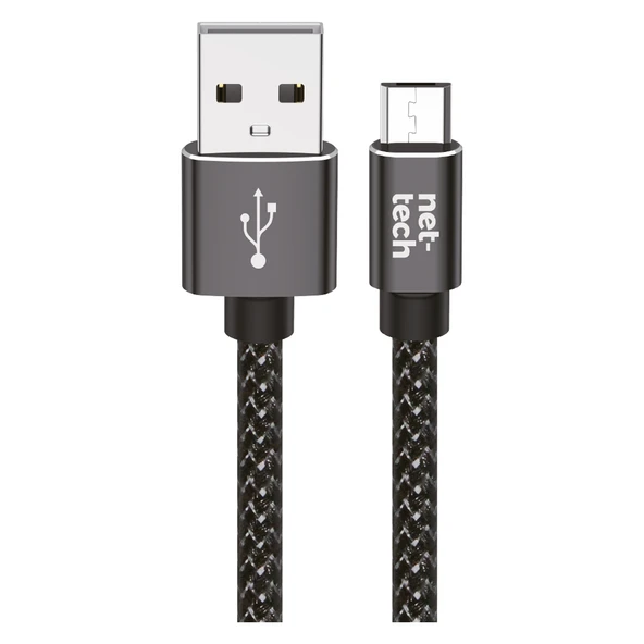 Nettech NT-DC02 İp Örgü 300 Cm Micro Şarj ve Data Kablosu (Siyah) ürün görseli 1