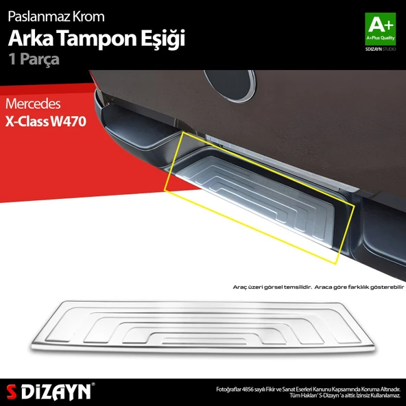 S-Dizayn Mercedes X-Class Krom Arka Tampon Eşiği 2017 Üzeri A+ Kalite ürün görseli 1