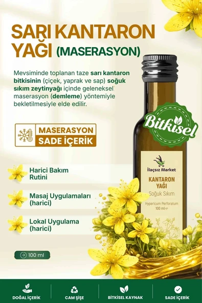 SARI KANTARON YAĞI MASERASYON (Kırmızı / Taze Çiçek) – %100 Doğal / 100 ml ürün görseli 1