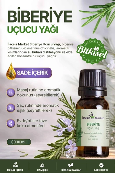 Biberiye Uçucu Yağı (Rosemary Oil) – Rosmarinus officinalis 10 ml ürün görseli 1
