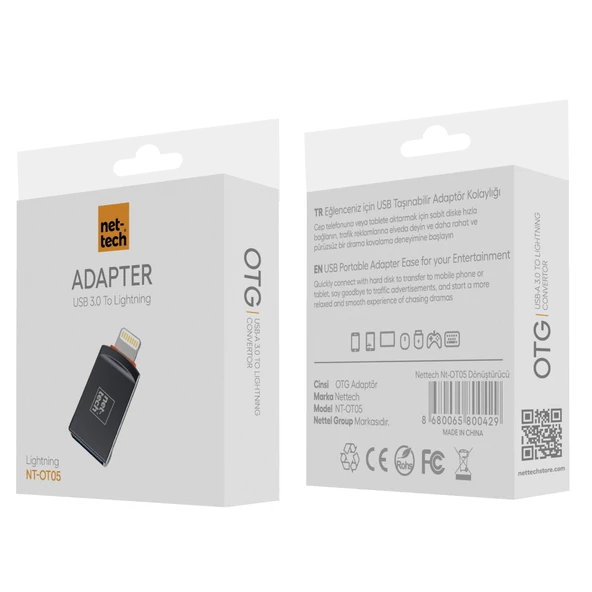 Nettech NT-OT05 USB To Lightning Dönüştürücü (Siyah) - Resim 3