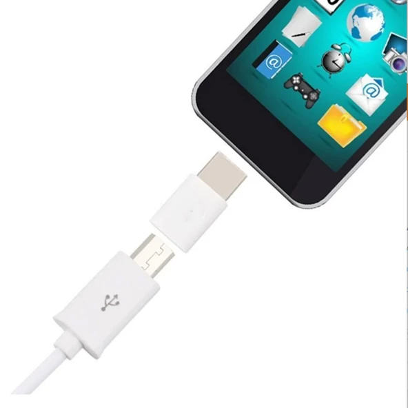 Micro To Type-c Dönüştürücü Aparat (Beyaz) - Resim 2