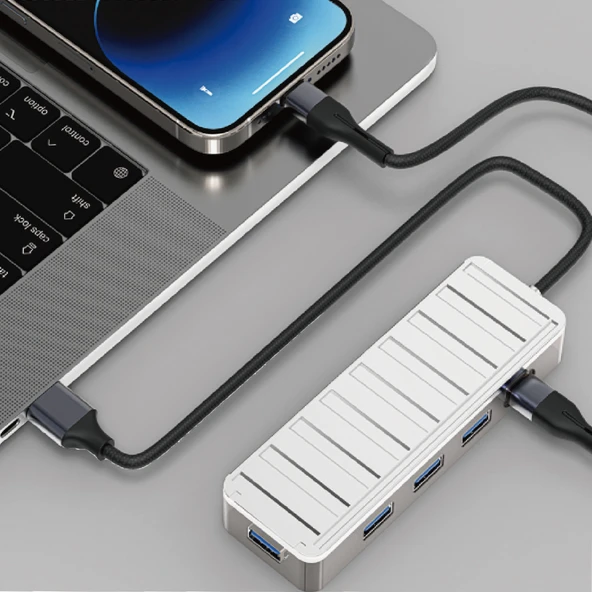 Nettech NT-OT010 5 in 1 USB To Type-c Dönüştürücü (Gri) - Resim 2