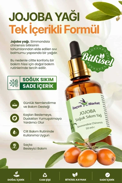 Jojoba Yağı (Simmondsia Chinensis) - %100 Saf Doğal Soğuk Sıkım / 50 ml. ürün görseli 1