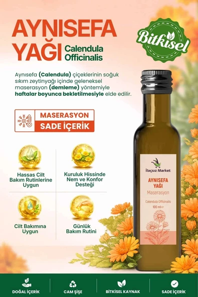 AYNISEFA YAĞI MASERASYON (Calendula Officinalis) – %100 Doğal / 100 ml ürün görseli 1