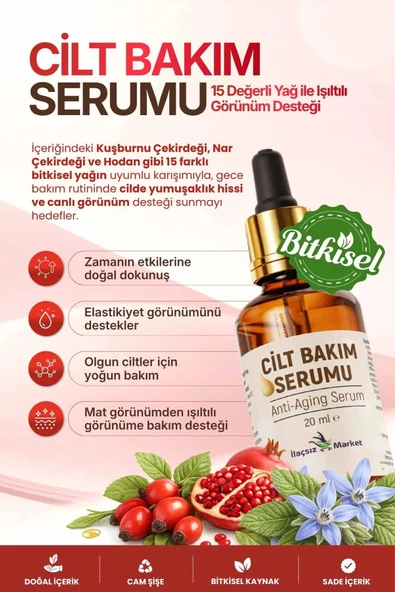 CİLT BAKIM SERUMU (15 Değerli Yağ ile Gençlik Işıltısı) / 20 ml ürün görseli 1