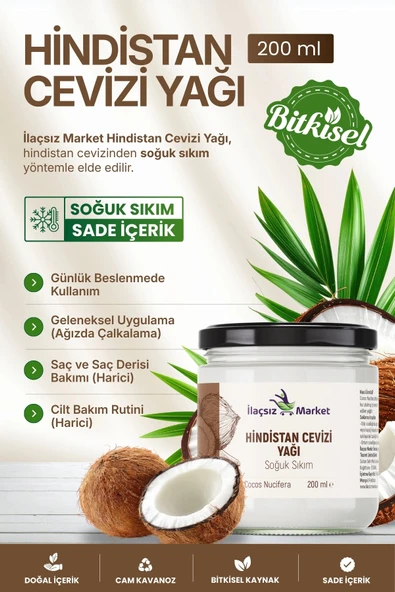 HİNDİSTAN CEVİZİ YAĞI (Soğuk Sıkım & Organik) / 200 ml ürün görseli 1