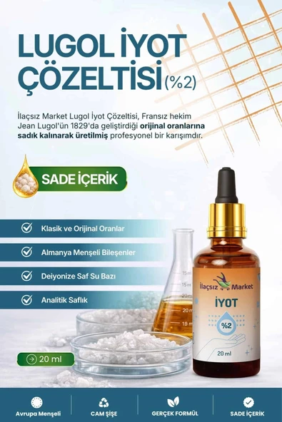 Lugol İyot Çözelti (%2'lik) / 20 ml ürün görseli 1
