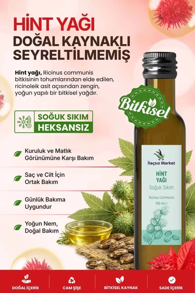 Hint Yağı (Castor Oil) - %100 Saf ve Heksansız Soğuk Sıkım ürün görseli 1