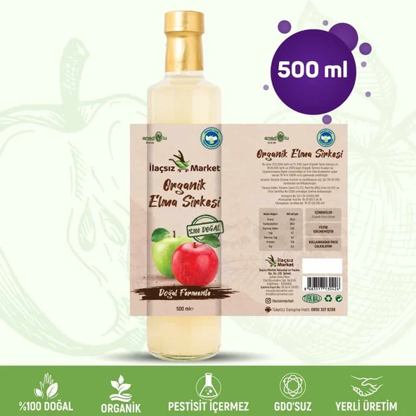 Organik Elma Sirkesi / 500 ml ürün görseli 1