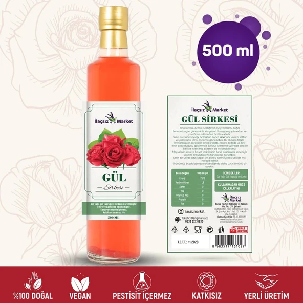 Gül Sirkesi / 500 ml (Çok Keskin, Gül Yağlı) ürün görseli 1