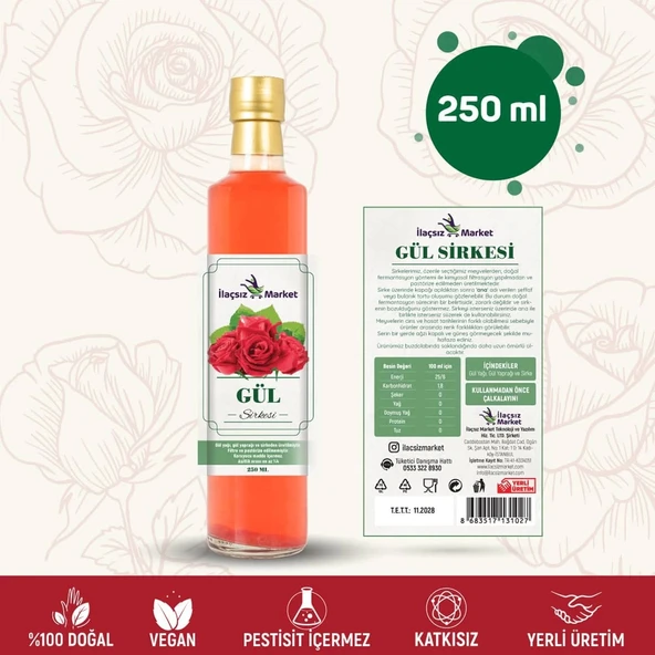Gül Sirkesi / 250 ml (Çok Keskin, Gül Yağlı) ürün görseli 1