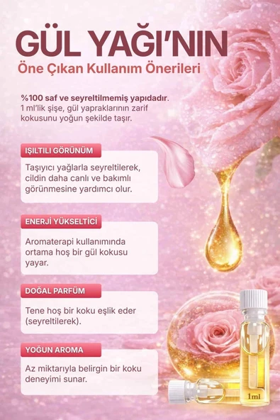 Gül Yağı (Rosa Damascena) / 1 ml - Resim 2