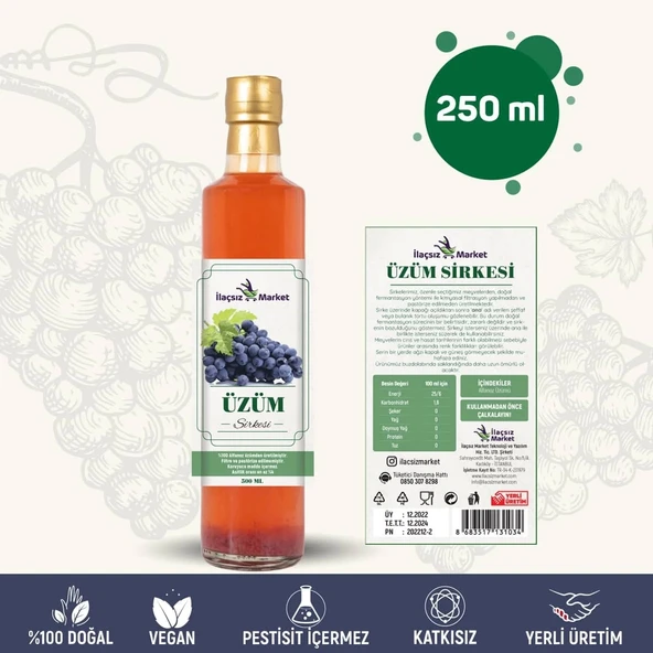 Üzüm Sirkesi / 250 ml (Çok Keskin) ürün görseli 1