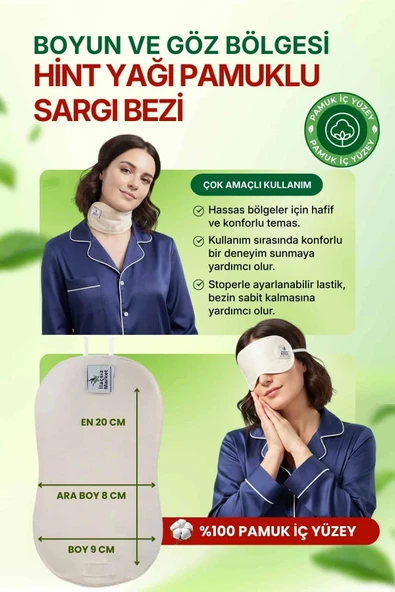 Boyun ve Göz Çevresi Hint Yağı Uygulama Pedi (Castor Oil Pack) Ayarlanabilir – %100 Ham Pamuk ürün görseli 1