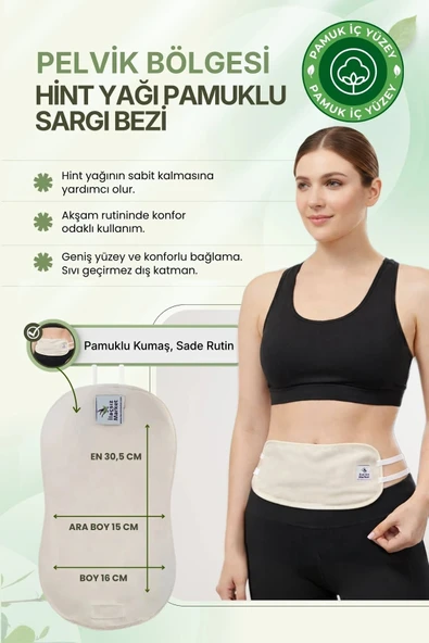 Alt Karın (Pelvik) Bölgesi Hint Yağı Uygulama Bezi – %100 Pamuk & Sızdırmaz ürün görseli 1