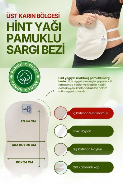 Sağ Kaburga Altı (Sağ Üst Karın) Hint Yağı Uygulama Bezi – %100 Pamuk & Sızdırmaz ürün görseli 1