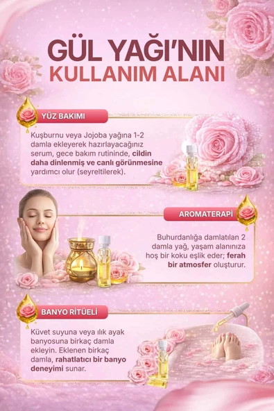 Gül Yağı (Rosa Damascena) / 1 ml - Resim 3