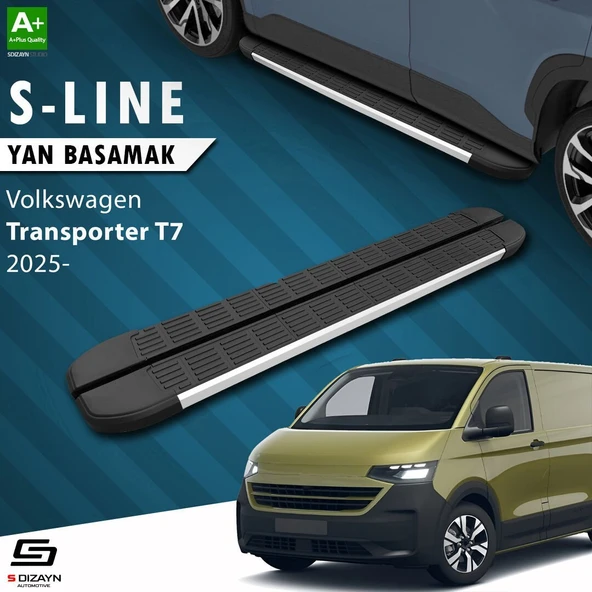 S-Dizayn Volkswagen Transporter T7 Uzun Şase S-Line Aluminyum Yan Basamak 263 Cm 2025 Üzeri A+ Kalite ürün görseli 1
