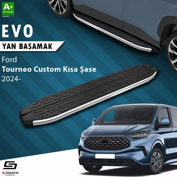 S-Dizayn Ford Tourneo Custom 2 Kısa Şase Evo Krom Yan Basamak 223 Cm 2023 Üzeri A+ Kalite ürün görseli 1