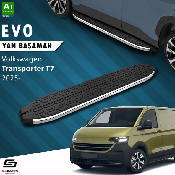 S-Dizayn Volkswagen Transporter T7 Kısa Şase Evo Krom Yan Basamak 223 Cm 2025 Üzeri A+ Kalite ürün görseli 1
