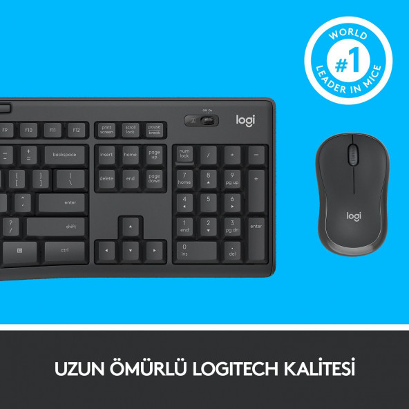 Logitech Mk295 Kablosuz Sessiz Siyah Klavye Mouse Seti 920-009804 - Resim 8