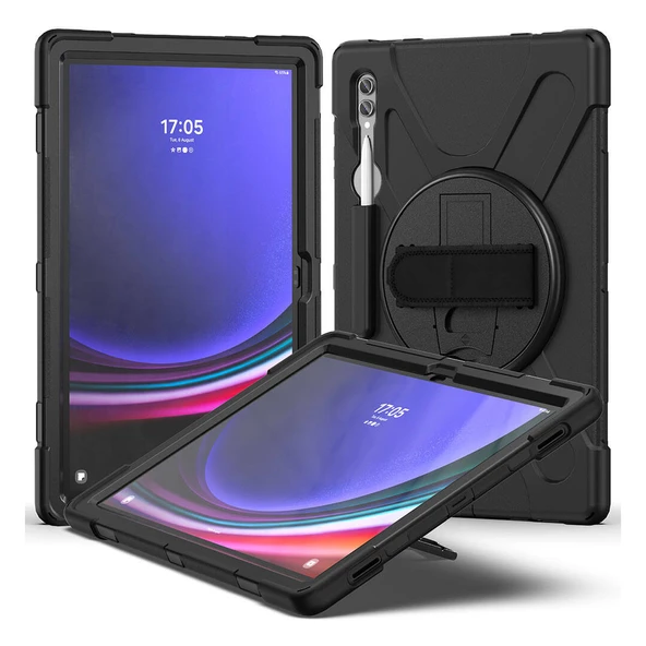 Samsung Galaxy Tab S8 / Tab S7 11 İnc Uyumlu Defender Standlı Zırhlı Silikon Tablet Kılıfı (Siyah) ürün görseli 1