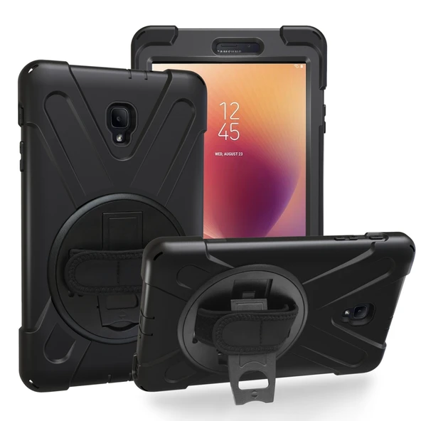Samsung Galaxy Tab A 8.0 (2017) T385-T380 Uyumlu Defender Standlı Zırhlı Silikon Tablet Kılıfı (Siyah) ürün görseli 1