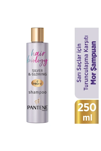 Pantene Hair Biology Turunculaşma Karşıtı Silver/ Mor Şampuan Sarı Saçlar İçin 250 ml ürün görseli 1