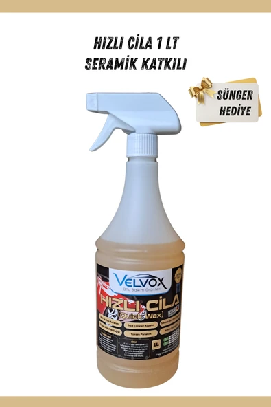 Velvox Hızlı Cila Seramik Katkılı 1000 ml Sünger Hediye, Hızlı Cila, Oto Cila, Quick Wax ürün görseli 1