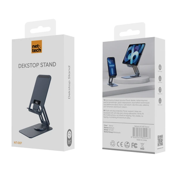 Nettech NT-007 Masaüstü Tablet Telefon Tutucu Stand (Antrasit) - Resim 3