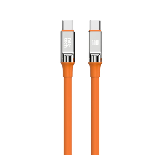 Nettech NT-DC29 60W Plastik 100 Cm Type-C To Type-C Şarj ve Data Kablosu (Turuncu) ürün görseli 1