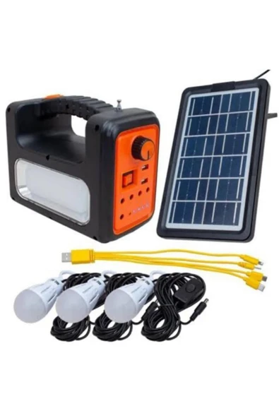 Premium Rt-902 Güneş Enerjili Solar Şarjlı Bluetoothlu Mp3-radyolu Çadır Kamp Aydınlatma Fener Seti ürün görseli 1
