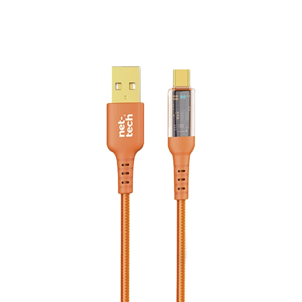 Nettech NT-DC34 18W Plastik 100 Cm USB To Type-C Şarj ve Data Kablosu (Turuncu) ürün görseli 1