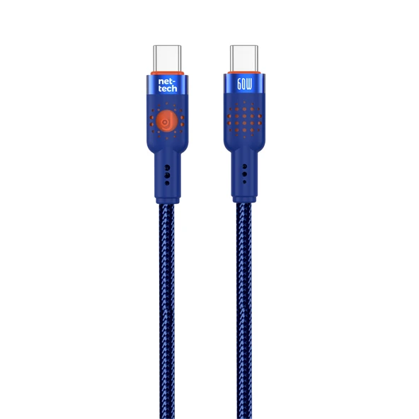Nettech NT-DC32 60W Plastik 100 Cm Type-C To Type-C Şarj ve Data Kablosu (Mavi) ürün görseli 1