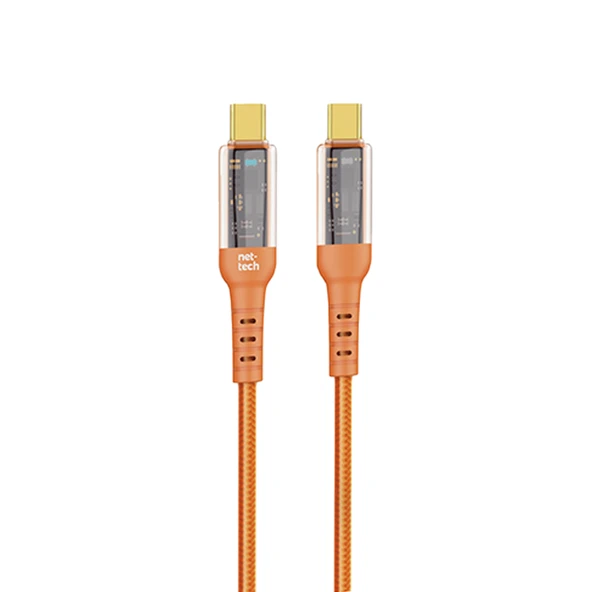 Nettech NT-DC36 60W Plastik 100 Cm Type-C To Type-C Şarj ve Data Kablosu (Turuncu) ürün görseli 1