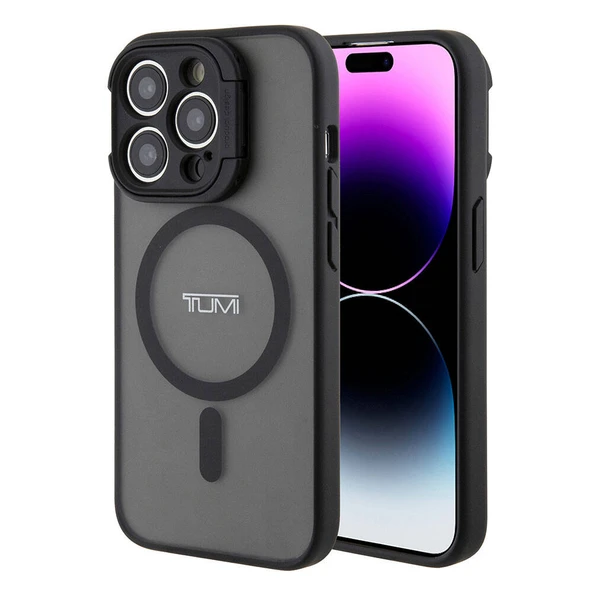 TUMI iPhone 15 Pro Max Kılıf TUMI Orjinal Lisanslı M-safe Şarj Özellikli Kamera Standlı Buzlu Mat Kapak ürün görseli 1