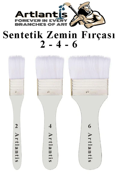 Beyaz Saplı 3 lü Sentetik Zemin Fırçası 1 Paket 2 4 6 Numara Beyaz Zemin Fırçası Yağlı Boya Akrilik Boya Badana Guaj ürün görseli 1