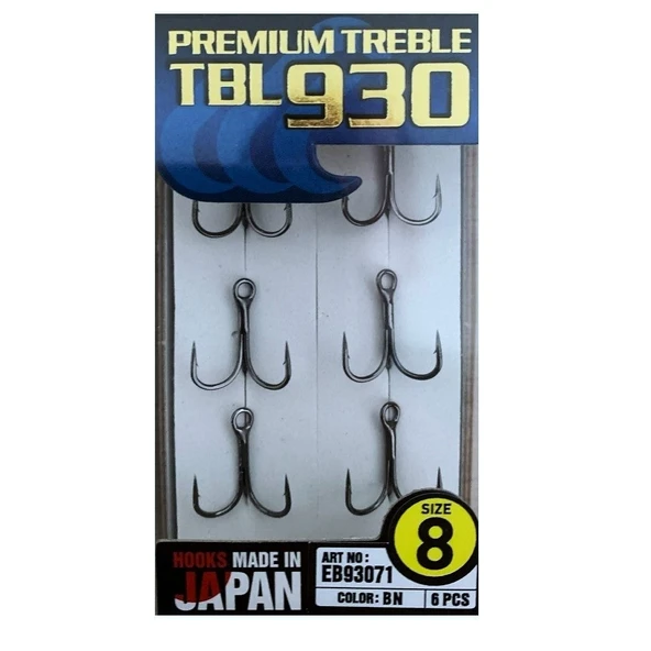 Hayabusa TBL 930 Premium Black Nikel No:8 Üçlü İğne 6'lı Paket ürün görseli 1