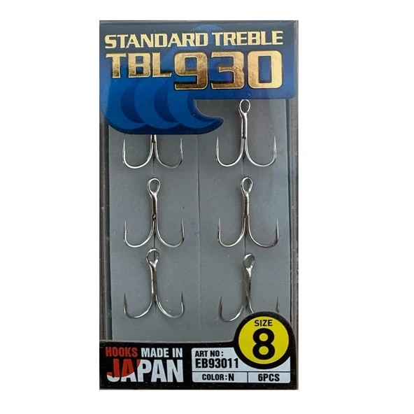Hayabusa TBL 930 Premium Nikel No:8 Üçlü İğne 6'lı Paket ürün görseli 1