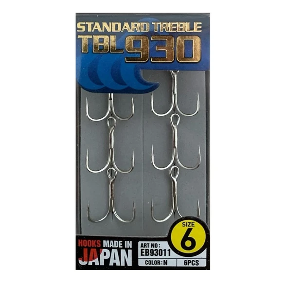 Hayabusa TBL 930 Premium Nikel No:6 Üçlü İğne 6'lı Paket ürün görseli 1