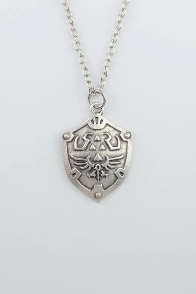 The Legend Of Zelda Kalkan Gümüş Kaplama Düz Zincir Kolye ürün görseli 1