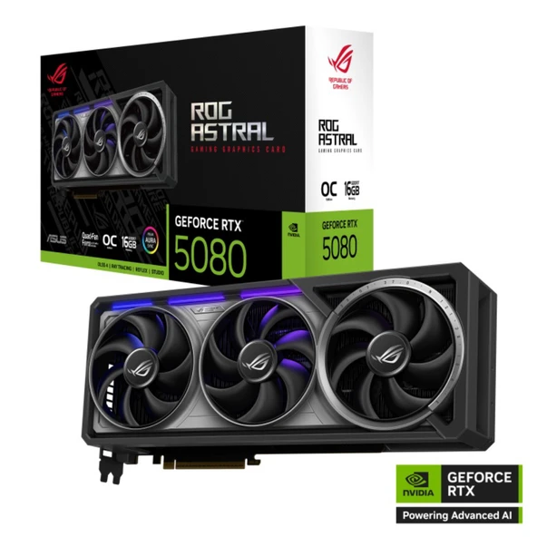 Asus 16GB ROG-ASTRAL-RTX5080-O16G-GAMING GDDR7 256Bit 2xHDMI 3xDP RGB DLSS4 ürün görseli 1