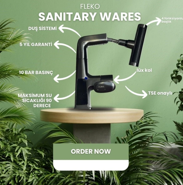 FLEKO LİGHT LAVABO BATARYASI DERECE GÖSTERGELİ ürün görseli 1