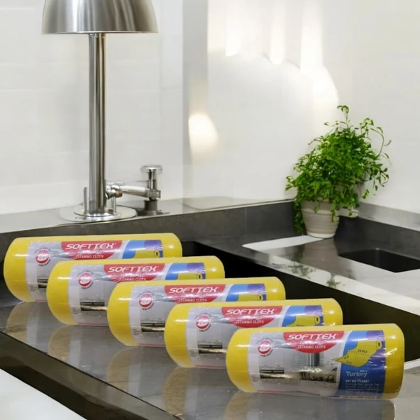 Technow Softtex 15 Kesimli Sarı Kopar Kullan Rulo Temizlik Bezi 27x30 Cm 5 Adet ürün görseli 1