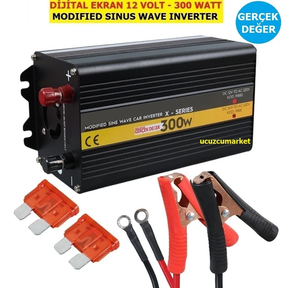 12 VOLT - 300 WATT MODIFIED SINUS WAVE GERÇEK DEĞER INVERTER (12V - 220V Çevirici) ürün görseli 1