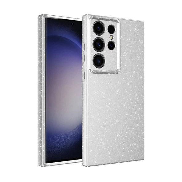 Galaxy S24 Ultra Kılıf Kamera Korumalı Simli Parıltılı Lüks Silikon ürün görseli 1