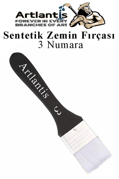 Zemin Fırçası 3 Numara 1 Adet Siyah Saplı Beyaz Fırça Kıllı Sentetik İpek Uçlu Kıl Akrilik Guaj Yağlı Boya Fırçası Zemin ürün görseli 1